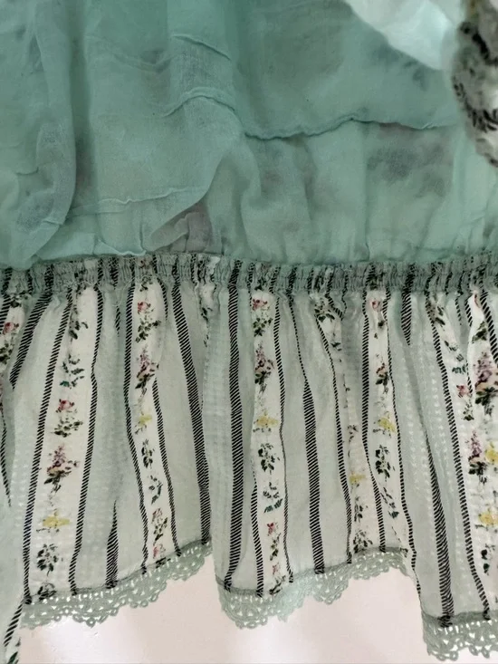 Anthropologie Hemant & Nandita Amour Floral Lace Blouse Top Mint Green Medium - Picture 8 of 15